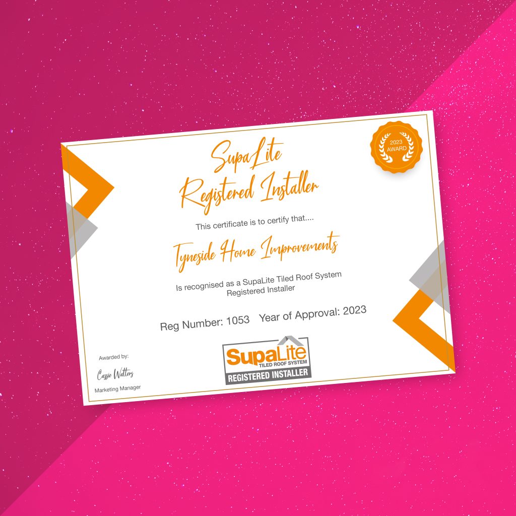 supalite registered installer certificate tyneside home improvements