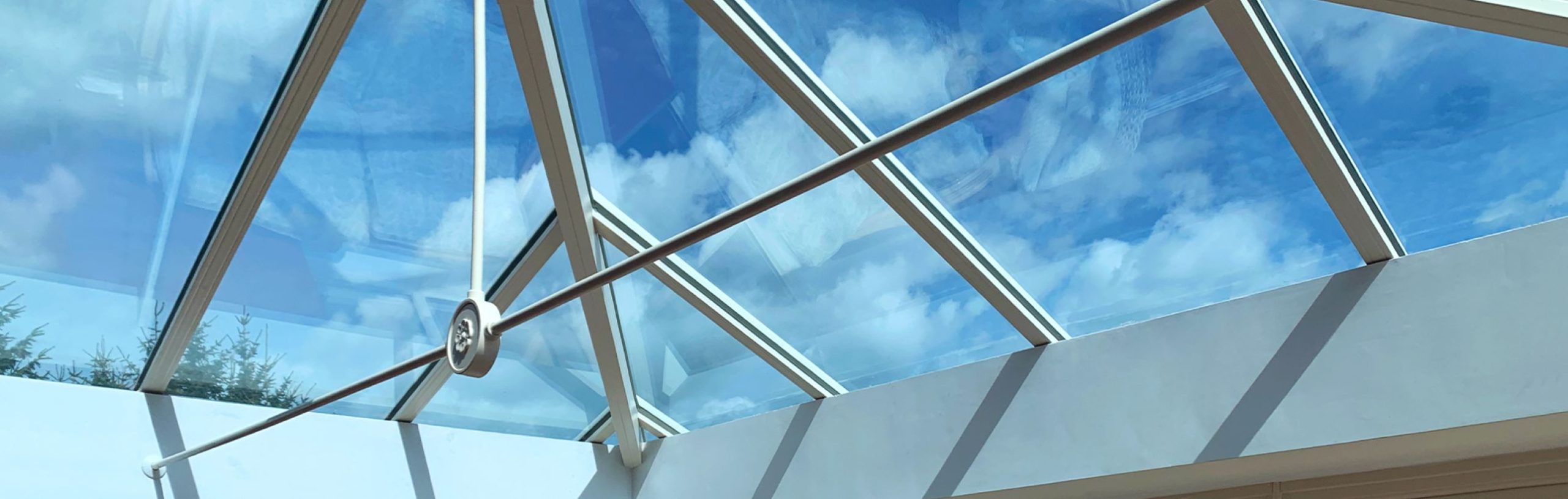 close-up glass conservatory roof