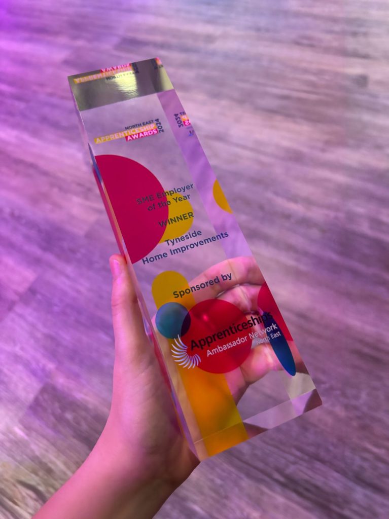 trophy of SME Employer of the year winner - Tyneside Home Improvements